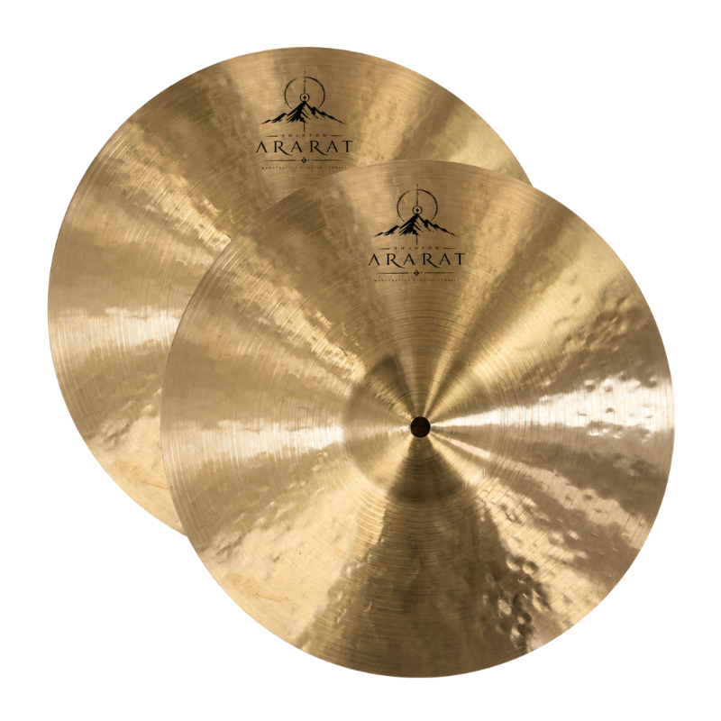 Phantom ARARAT 13 inch handcrafted hi-hat cymbals featuring premium B20 bronze with a unique finish.