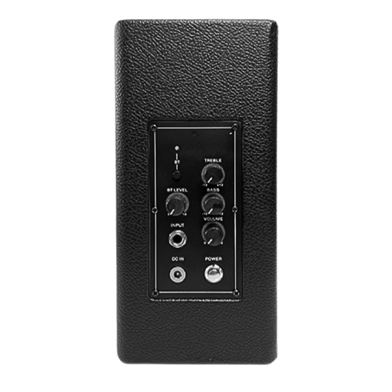 Black electronic device with control panel on a white background