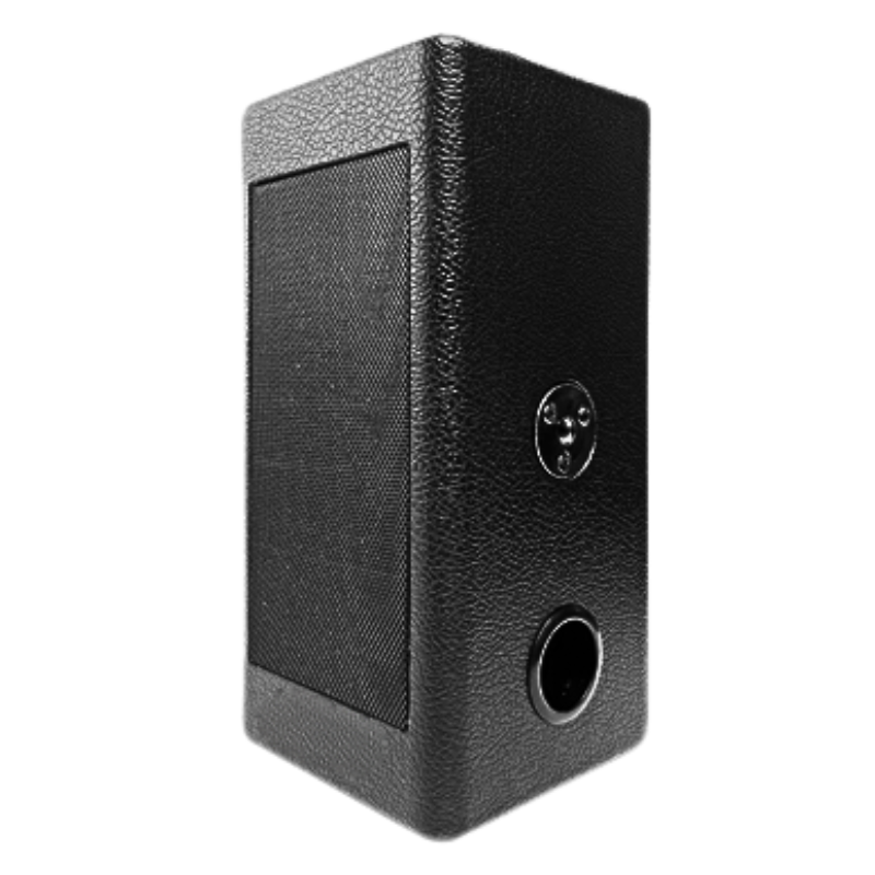 Black rectangular speaker on a white background