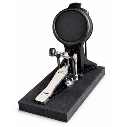 Pedal for musical instruments on a black stand with a white background