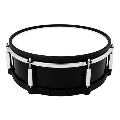 Black drum with silver rims on a white background