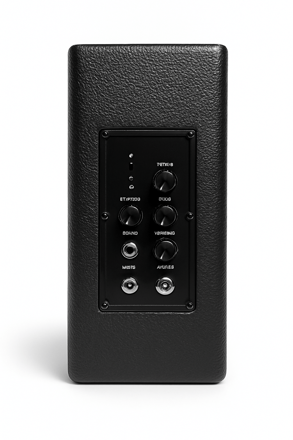 Black electronic device with control panel on a white background