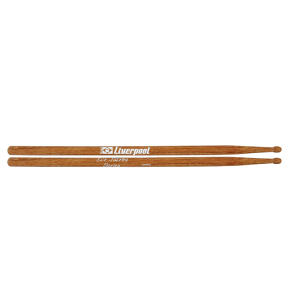 Two wooden drumsticks with 'Liverpool' branding on a white background
