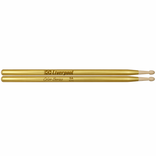 Two gold drumsticks with 'Liverpool' branding on a white background