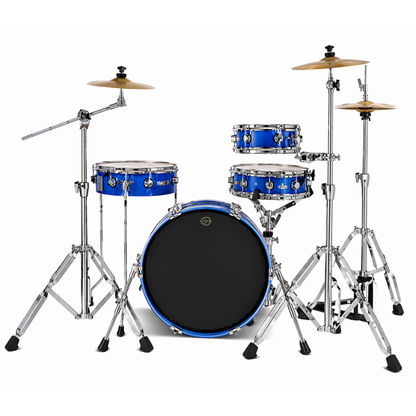 Rabbit Route Kit TDB-270 CELLULOID BLUE portable drum set for touring with cymbals and hardware.