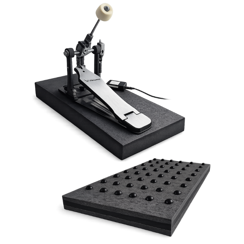Drum pedal with footrest on a white background